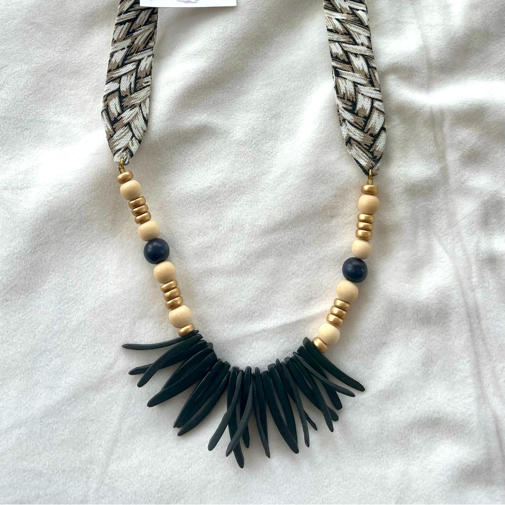 Boho Statement Necklace Natural Coconut Wood Jewelry, Eco Friendly